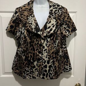 Leopard Print Short Sleeve Blazer/shirt